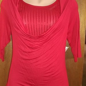 Red drop neck 3/4 sleeve